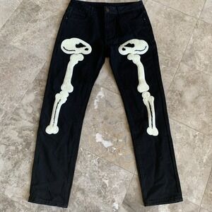 Skull Crazy Denim Jeans Black Men's Size 32 Cotton Blend Pockets